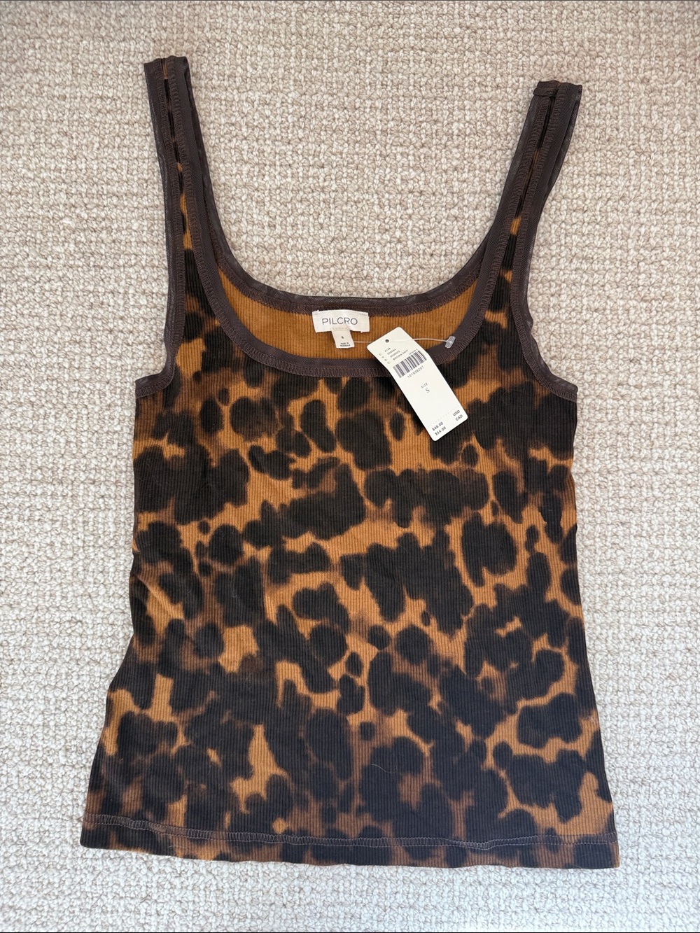 Pilcro Leopard-Print Ribbed Tank in Brown & Black - NWT Size S - Picture 3 of 7